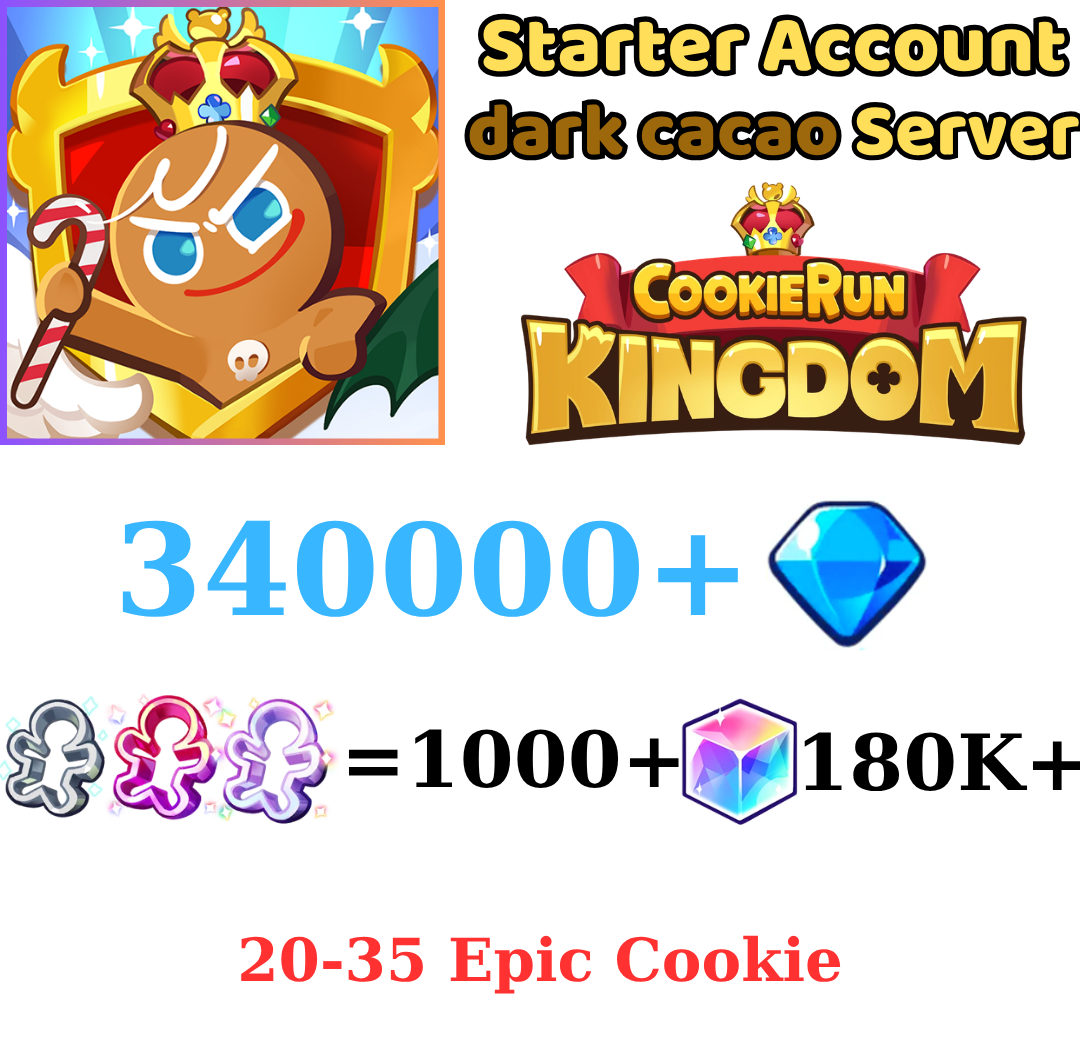 [GLOBAL/Darkcacao]340000+ Gems | Cookie Run: Kingdom Starter Reroll Account